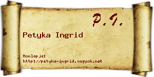 Petyka Ingrid névjegykártya